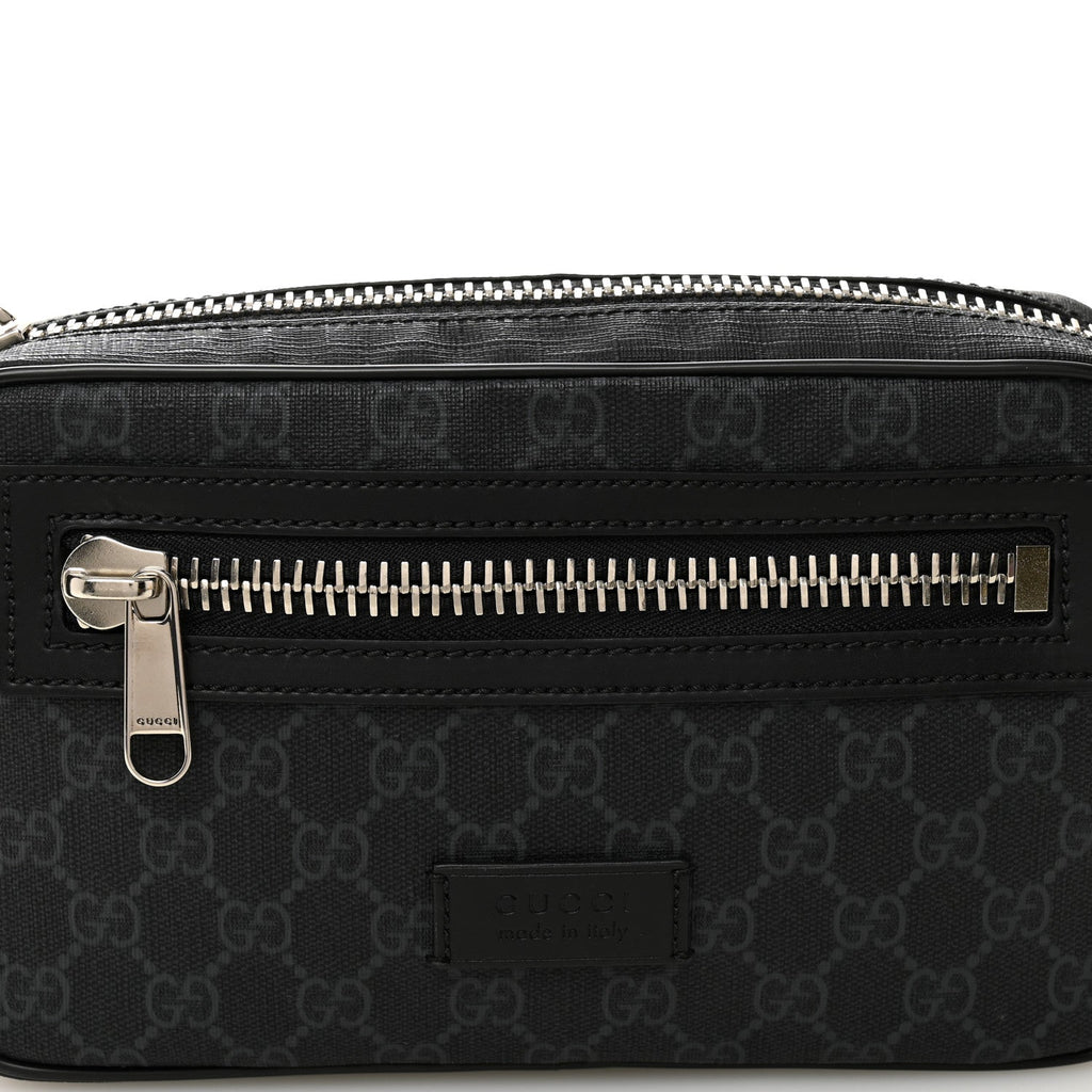 Gucci Soft GG Supreme Monogram Web Belt Bag Black Grey