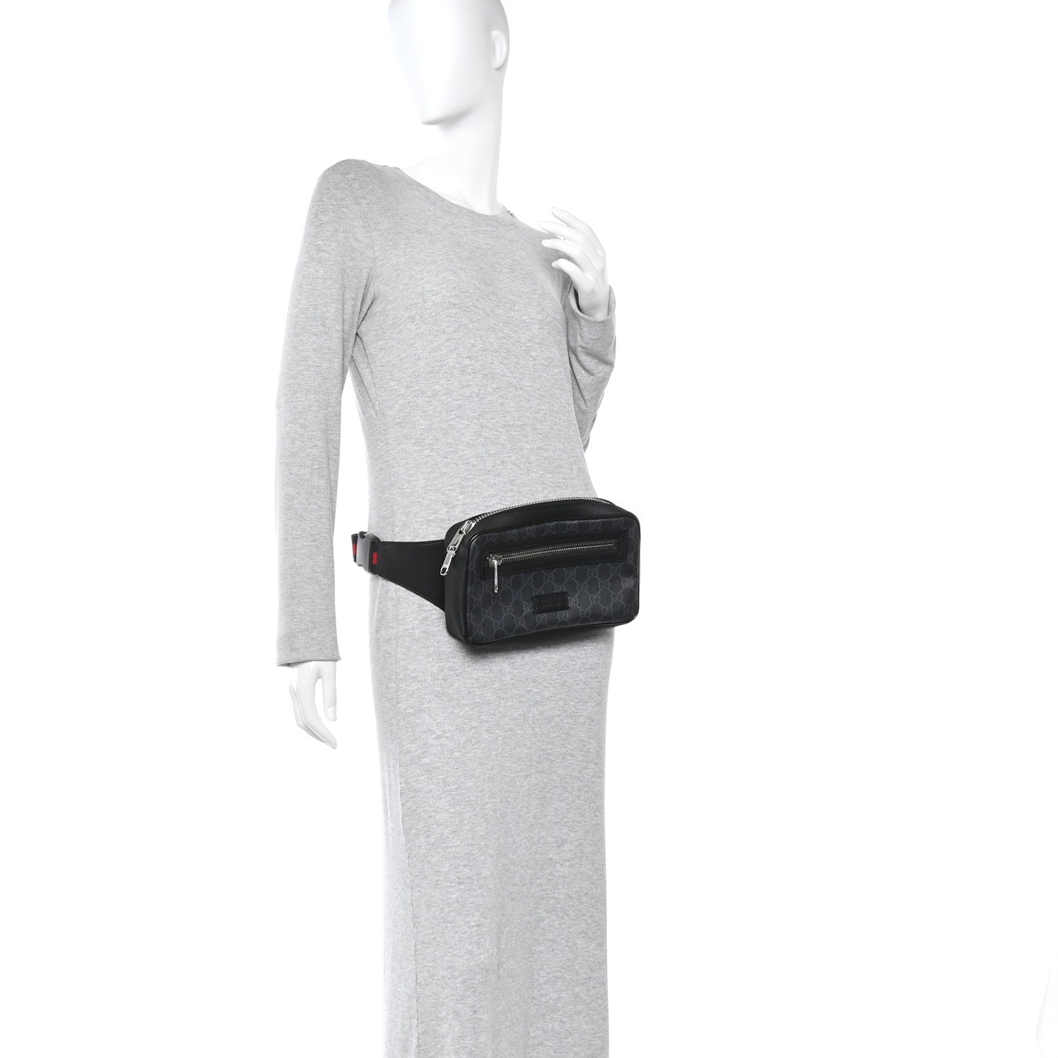 Gucci Soft GG Supreme Monogram Web Belt Bag Black Grey