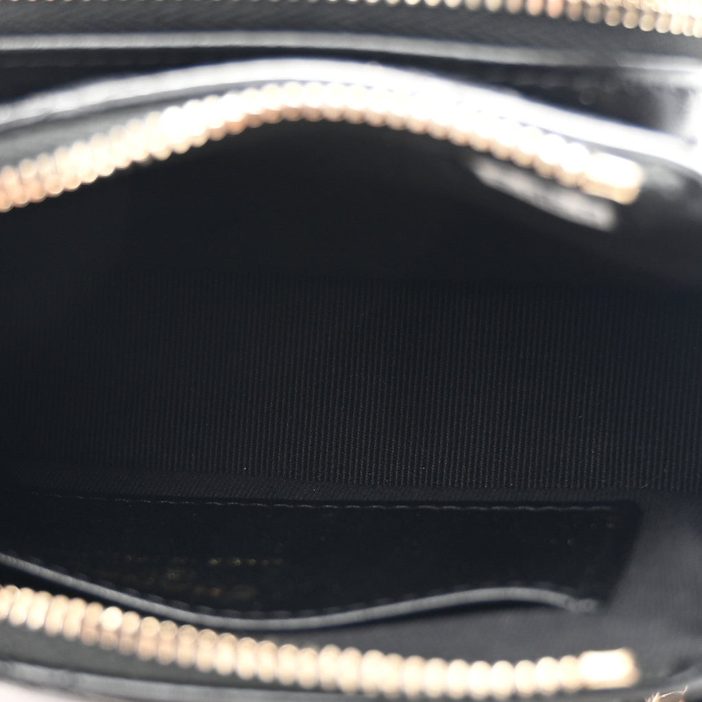 Chanel Shiny Crumpled Lambskin Quilted Mini Clutch With Chain Black