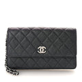 Iridescent Caviar Quilted Classic Pouch Clutch Black