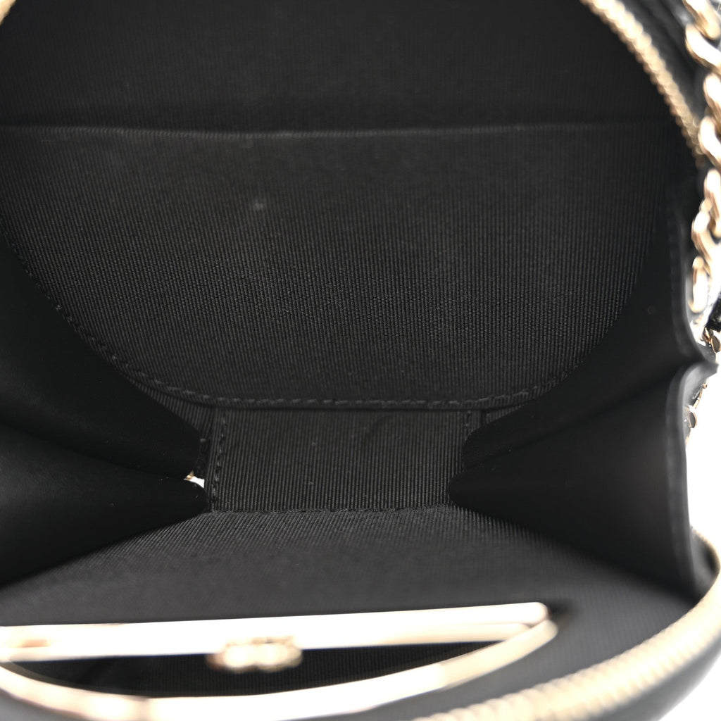 Chanel Caviar Quilted Round Handle With Care Vanity With Chain Black