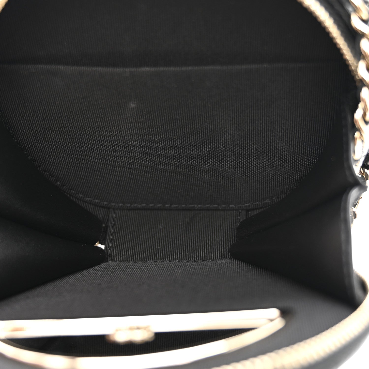 Chanel Caviar Quilted Round Handle With Care Vanity With Chain Black