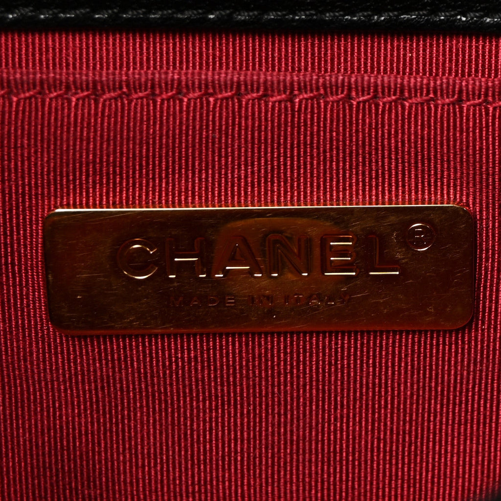 Chanel Goatskin Quilted Chanel 19 Waist Bag Black