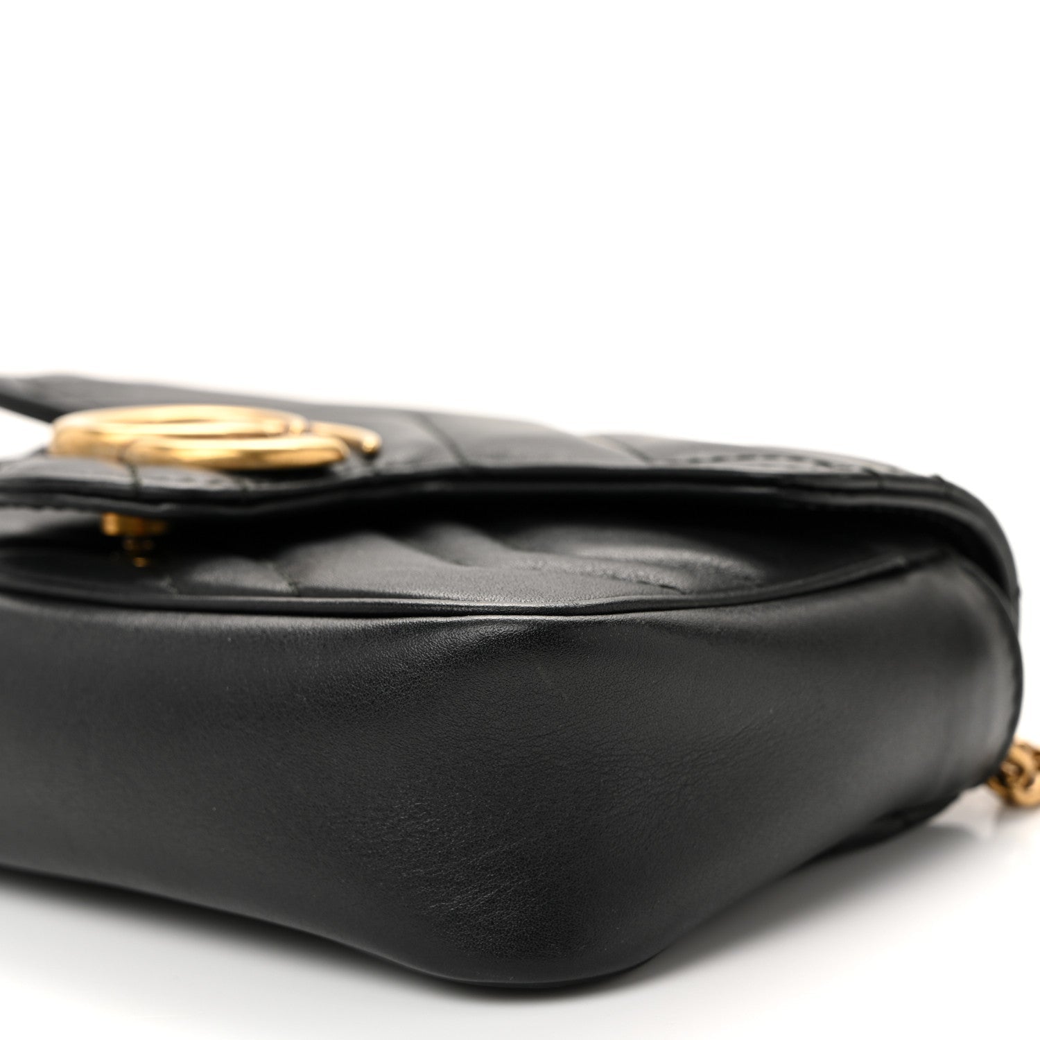Gucci Calfskin Matelasse Super Mini GG Marmont Shoulder Bag Black