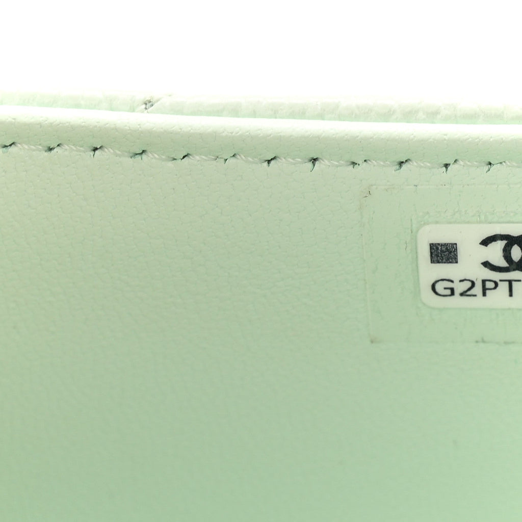 Chanel Caviar Quilted Retro Twist Top Handle Clutch Light Green