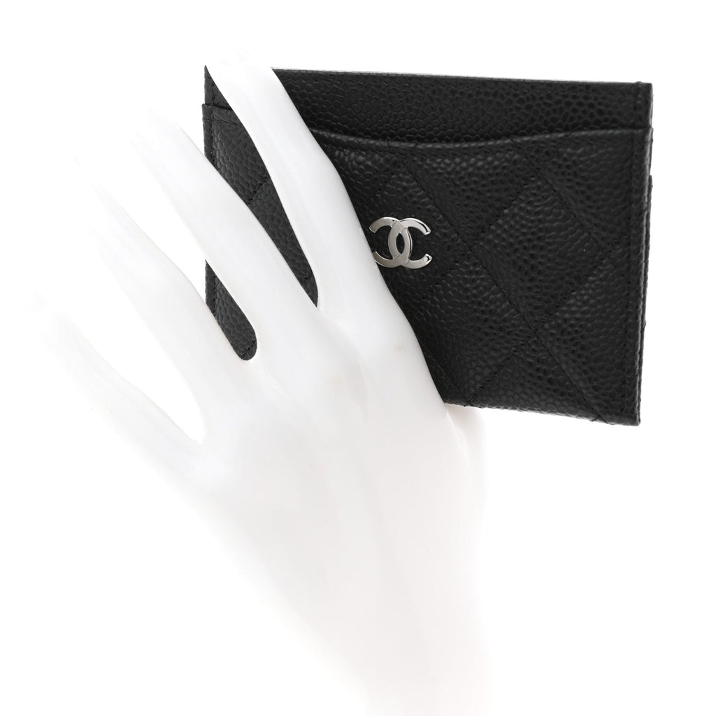 Caviar Quilted Card Holder Black