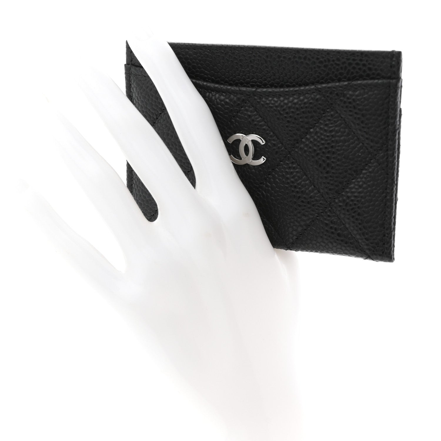 Caviar Quilted Card Holder Black