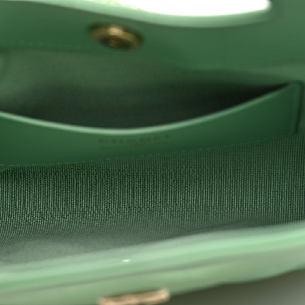Chanel Shiny Lambskin Quilted Nano 31 Shopping Bag Green