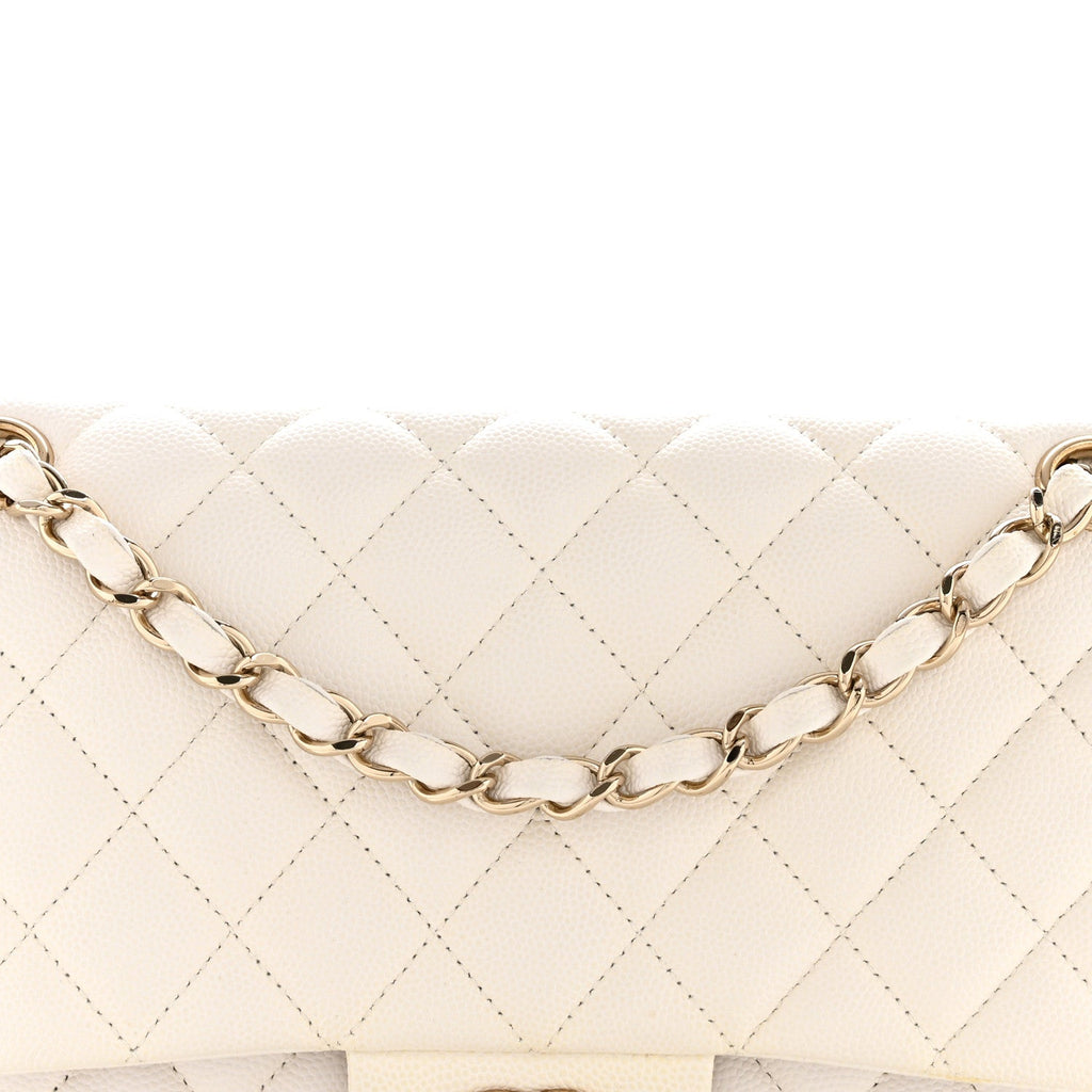 Chanel Caviar Quilted Medium Double Flap White
