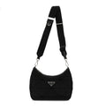 Prada Re-Nylon Triangle Padded Patchwork Shoulder Bag Black