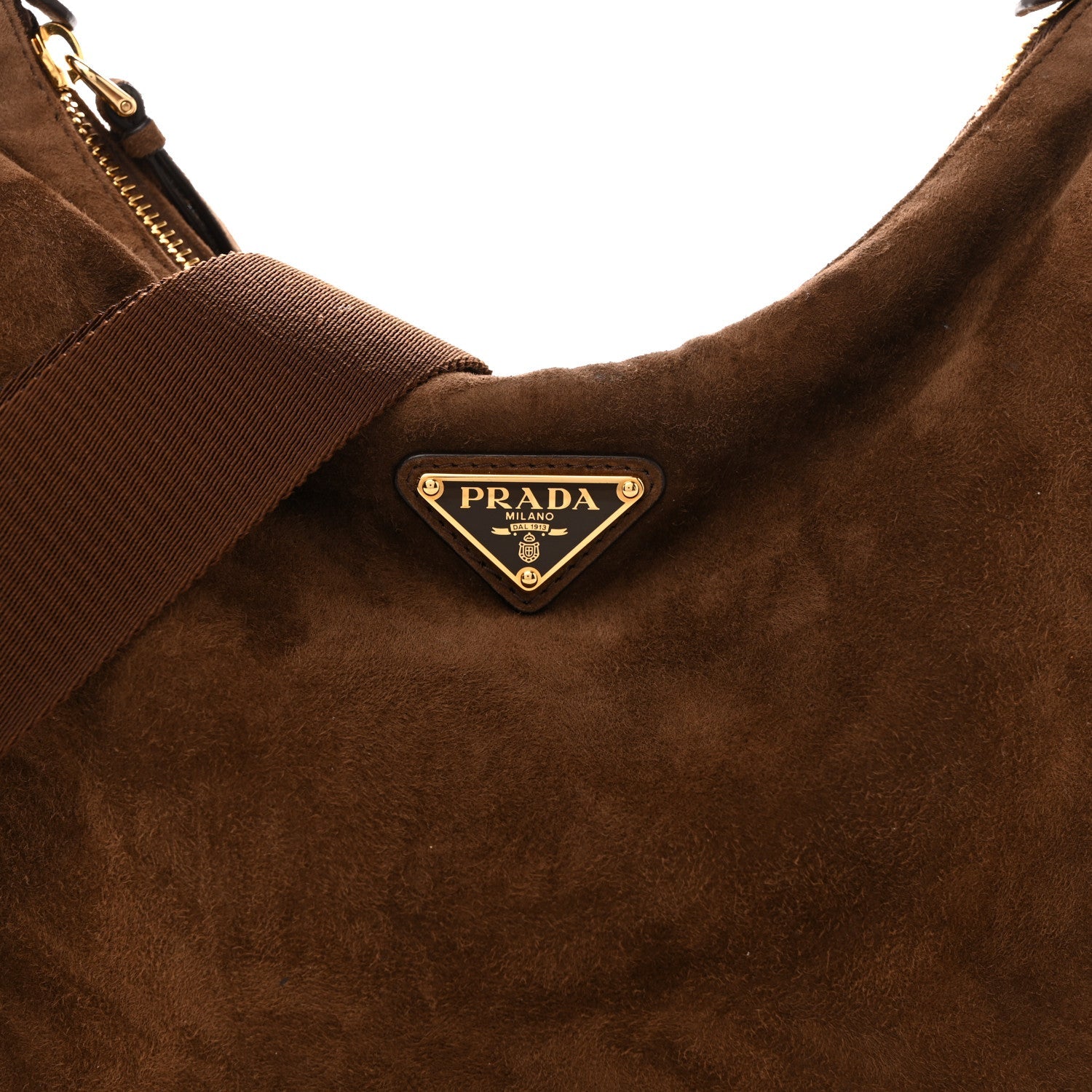 Prada Suede Large Explore Shoulder Bag Cocoa Brown
