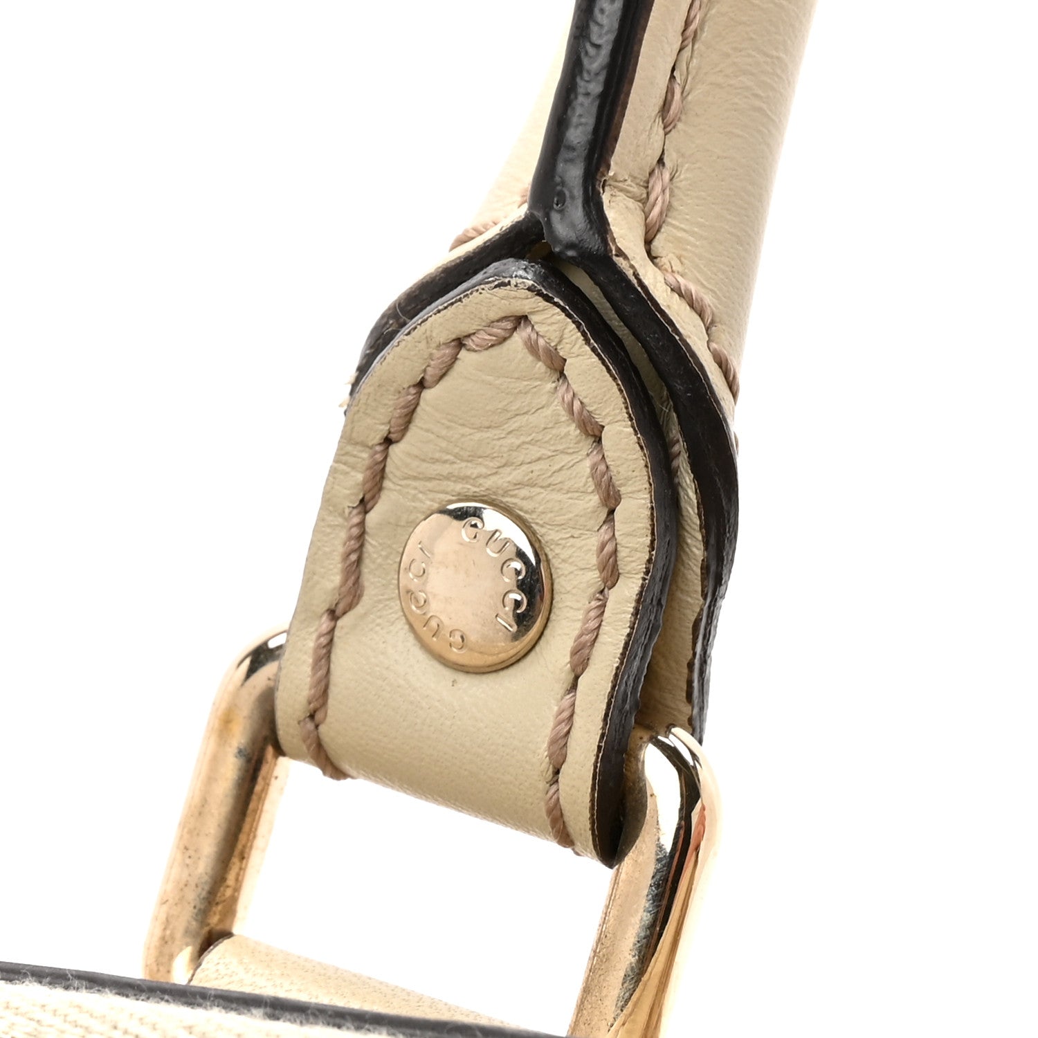 Gucci Monogram Margaux Calfskin Medium Sukey Top Handle Bag Beige Ebony Mystic White