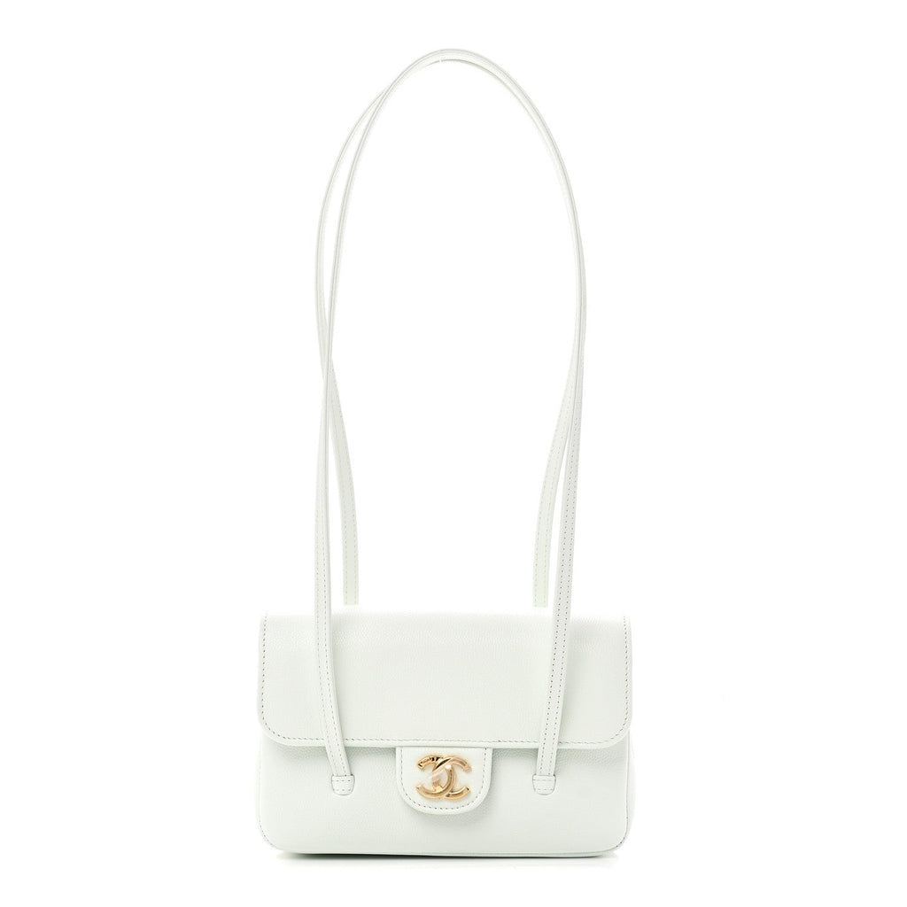 Chanel Shiny Caviar Mini Preppy Coco Shoulder Bag Light Blue