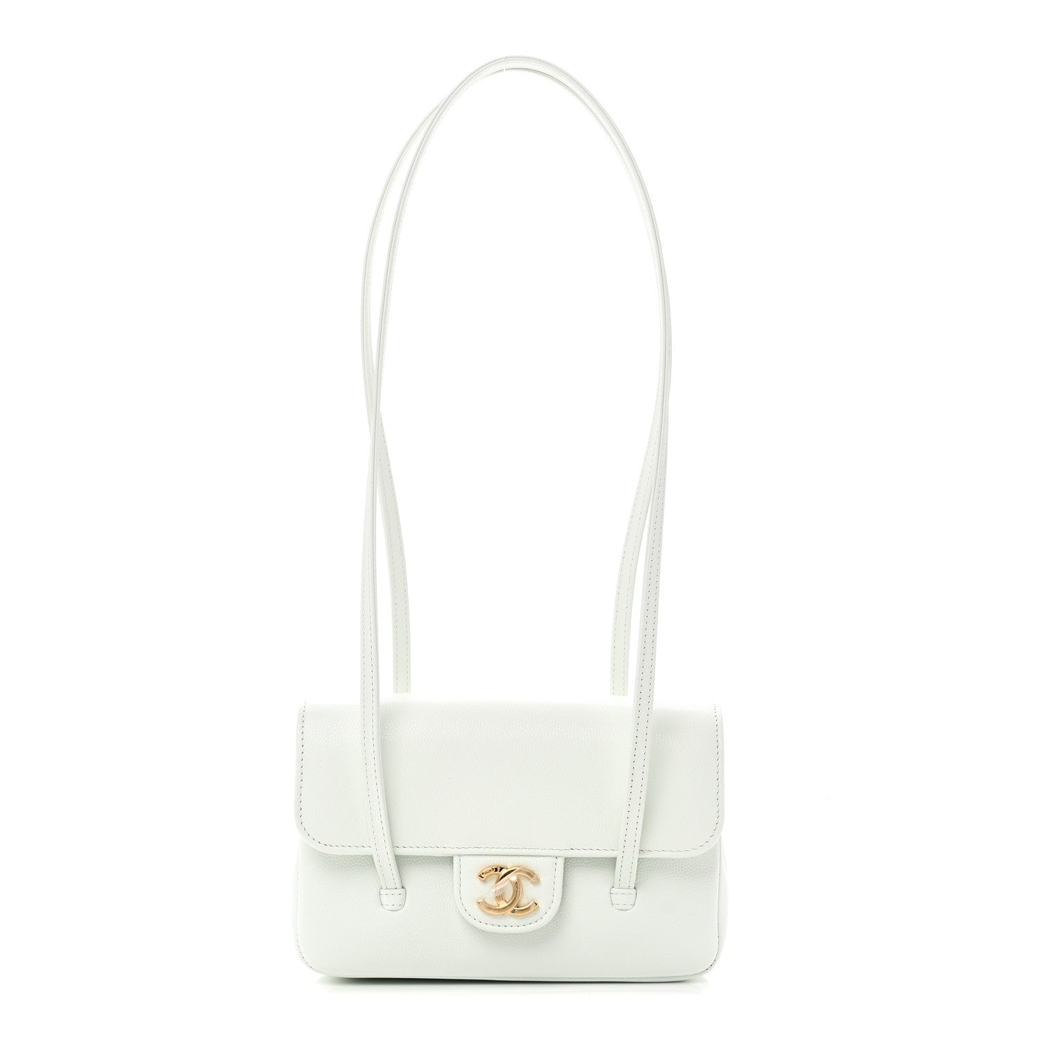 Chanel Shiny Caviar Mini Preppy Coco Shoulder Bag Light Blue