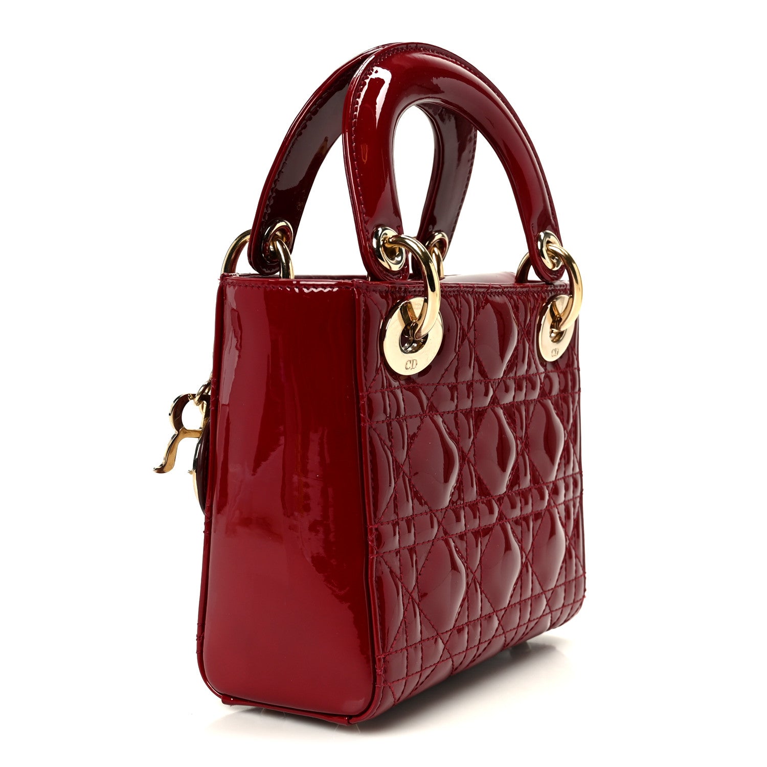 Christian Dior Patent Cannage Mini Lady Dior Red