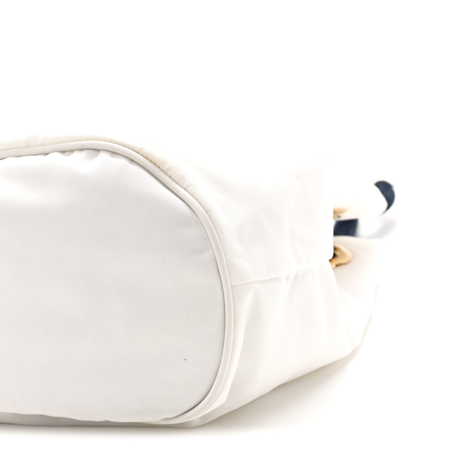 Prada Re-Nylon Triangle Mariner Small Bucket Bag White Baltico
