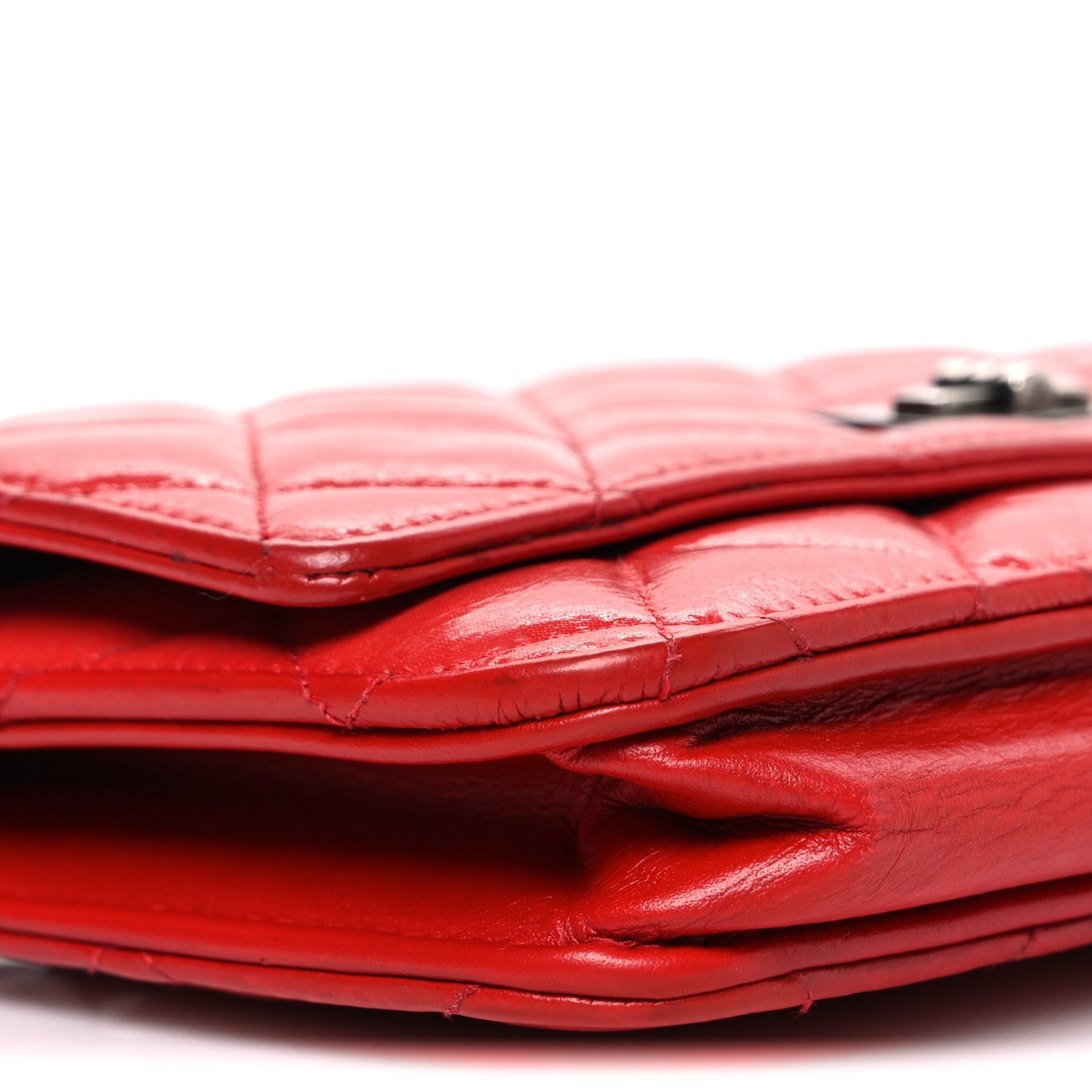 Chanel Glazed Calfskin Quilted Reissue Wallet On Chain WOC Red
