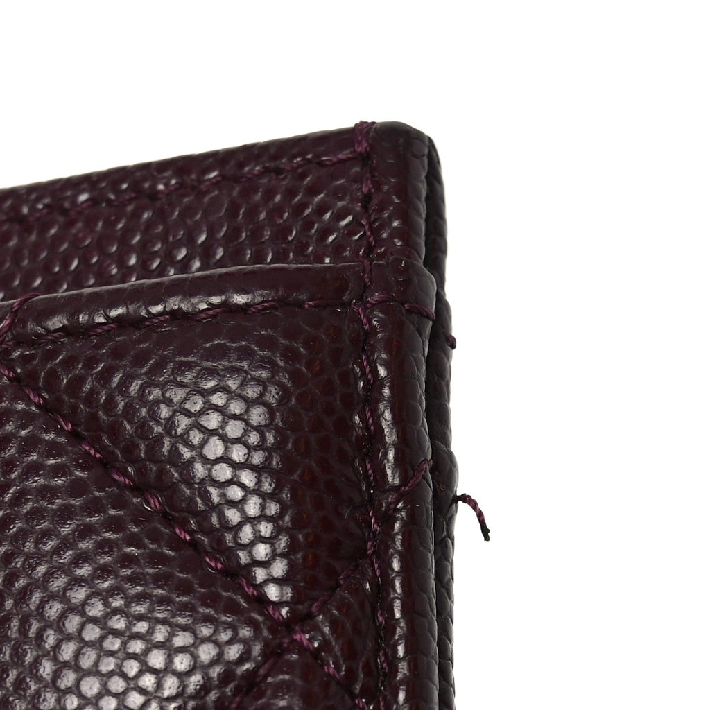 Caviar Quilted Crystal Card Holder Burgundy