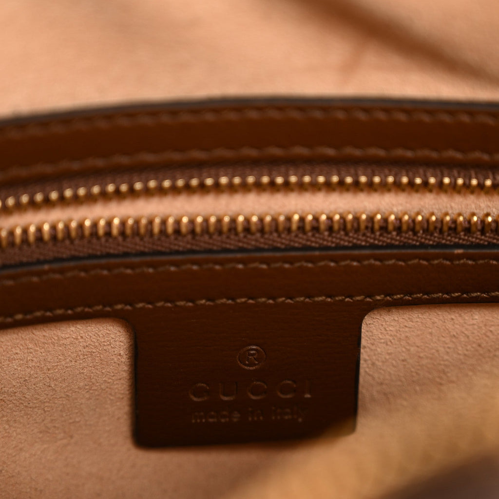 Gucci GG Supreme Monogram Small Horsebit 1955 Shoulder Bag Beige Brown Sugar