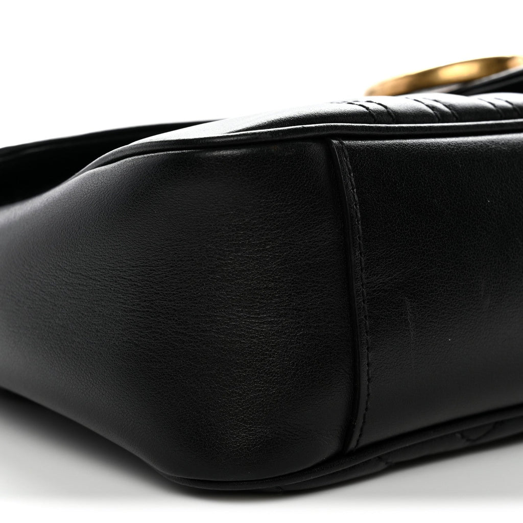 Gucci Calfskin Matelasse Small GG Marmont Shoulder Bag Black