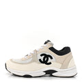 Mesh Suede Calfskin Grained Calfskin Womens CC Sneakers 41 White Black