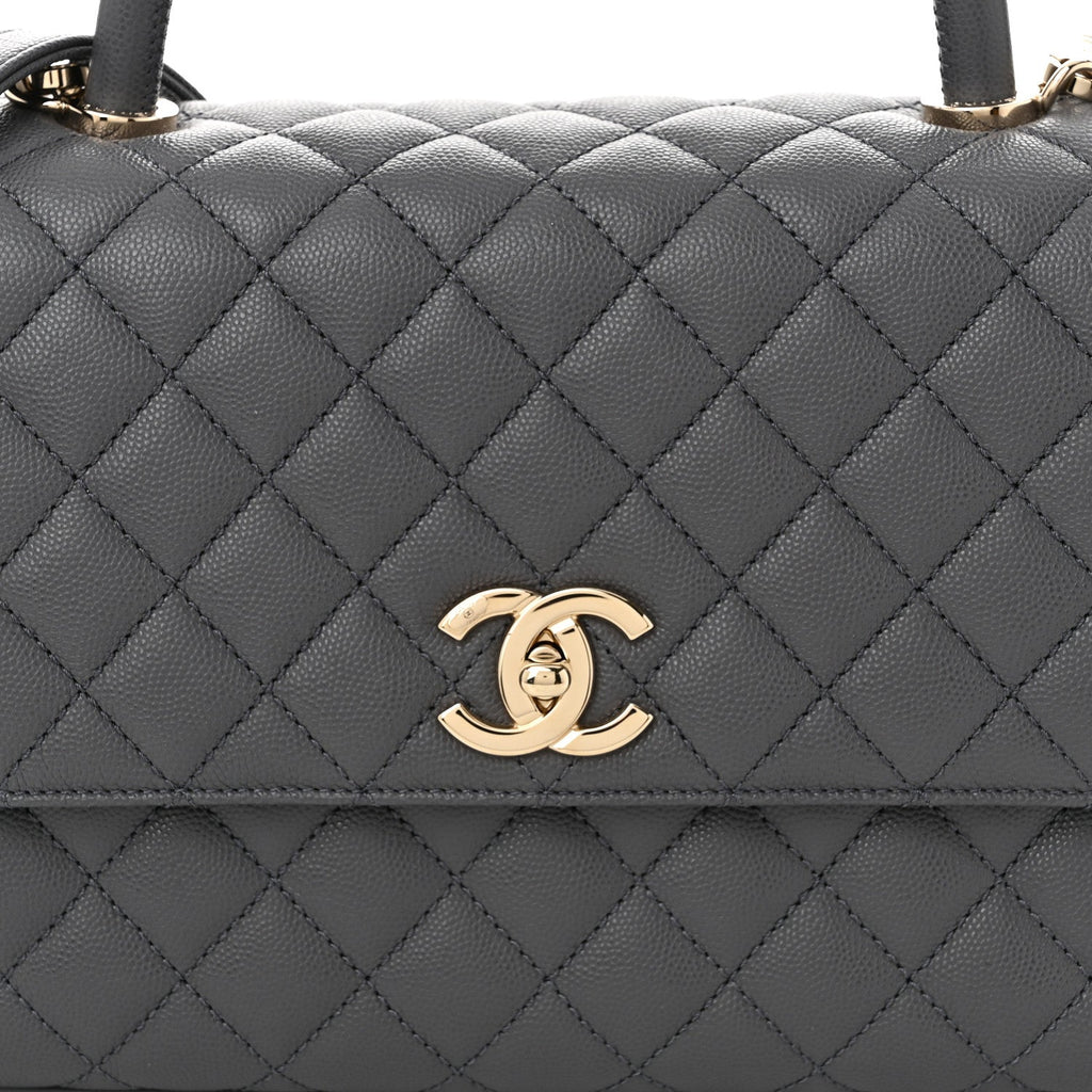 Chanel Caviar Quilted Small Coco Handle Flap Dark Grey