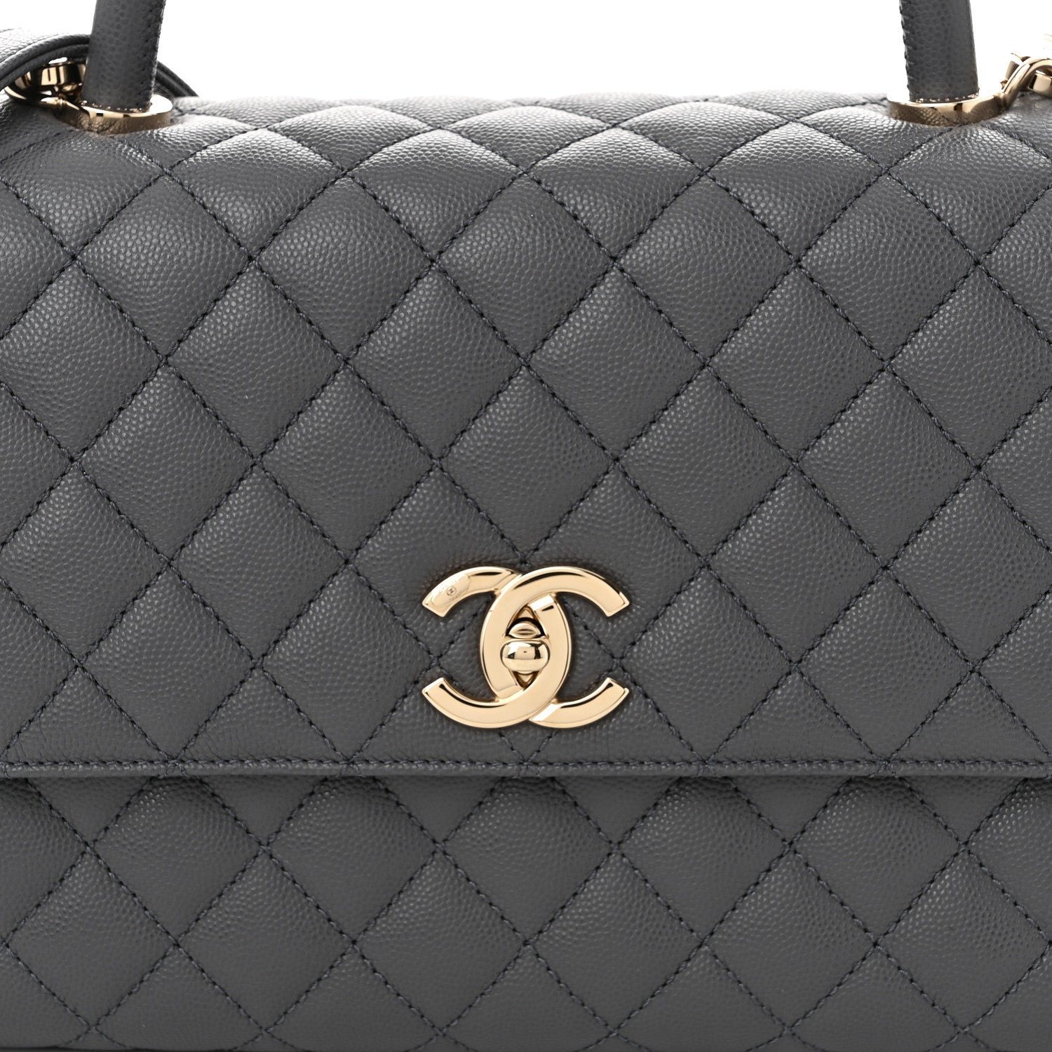 Chanel Caviar Quilted Small Coco Handle Flap Dark Grey