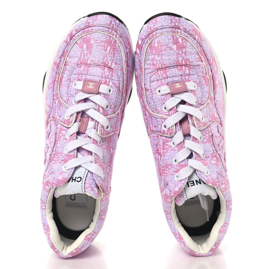 Chanel Tweed CC Sneakers 39 Pink
