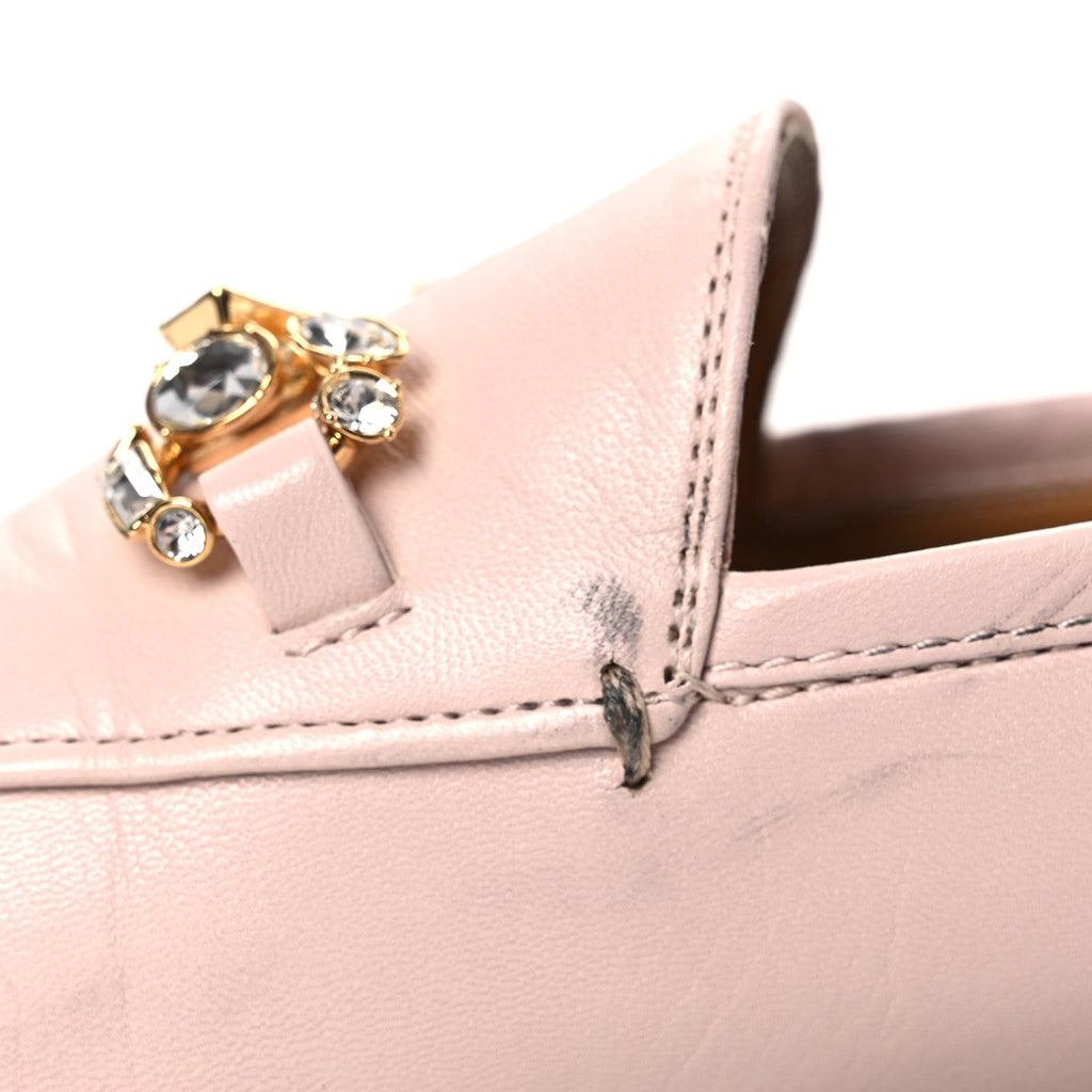 Gucci Malaga Kid Crystal Horsebit Womens Jordaan Loafers 37 Pink Hibiscus