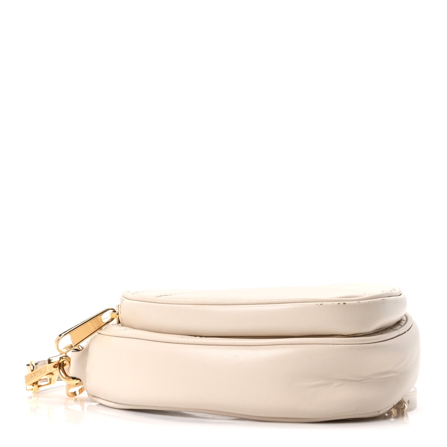 Gucci Calfskin Matelasse Diagonal Mini Interlocking G Heart Shoulder Bag Mystic White