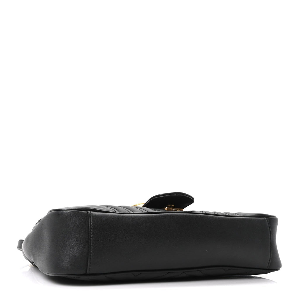 Gucci Calfskin Matelasse Medium GG Marmont Shoulder Bag Black