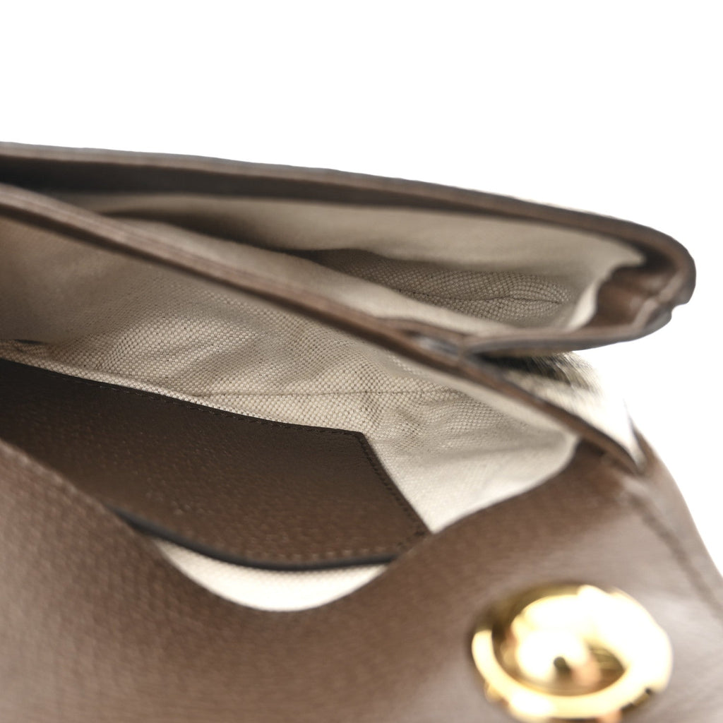 Gucci GG Supreme Monogram Textured Dollar Calfskin Mini Blondie Chain Shoulder Flap Bag Beige Ebony New Acero