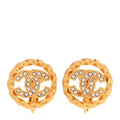 Crystal CC Round Clip On Earrings Gold