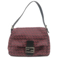 FENDI Zucchino Mamma Baguette Canvas Leather Shoulder Bag 8BR001