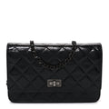 Chanel Glazed Aged Calfskin Reissue Wallet On Chain WOC So Black