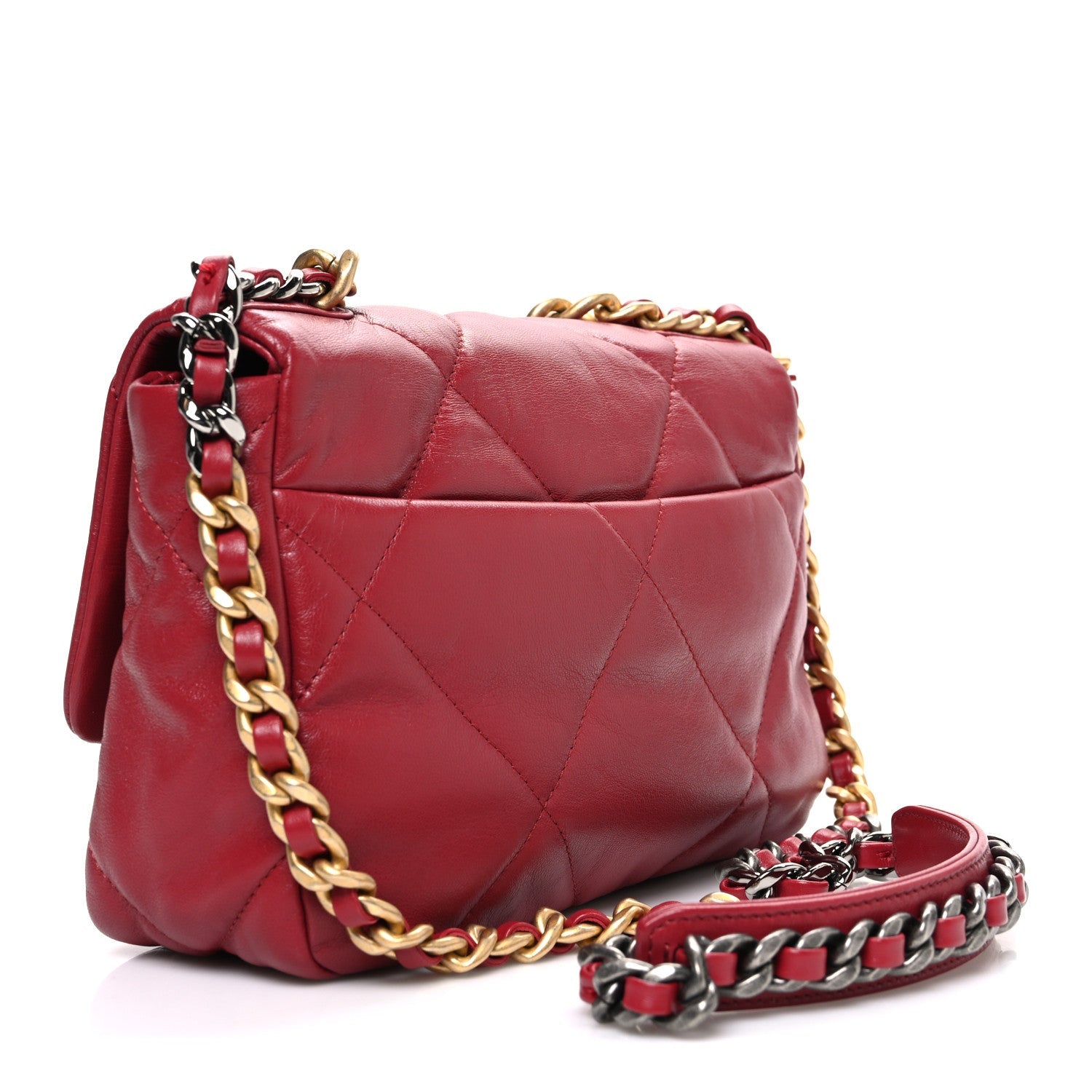 Chanel Goatskin Quilted Medium Chanel 19 Flap Red