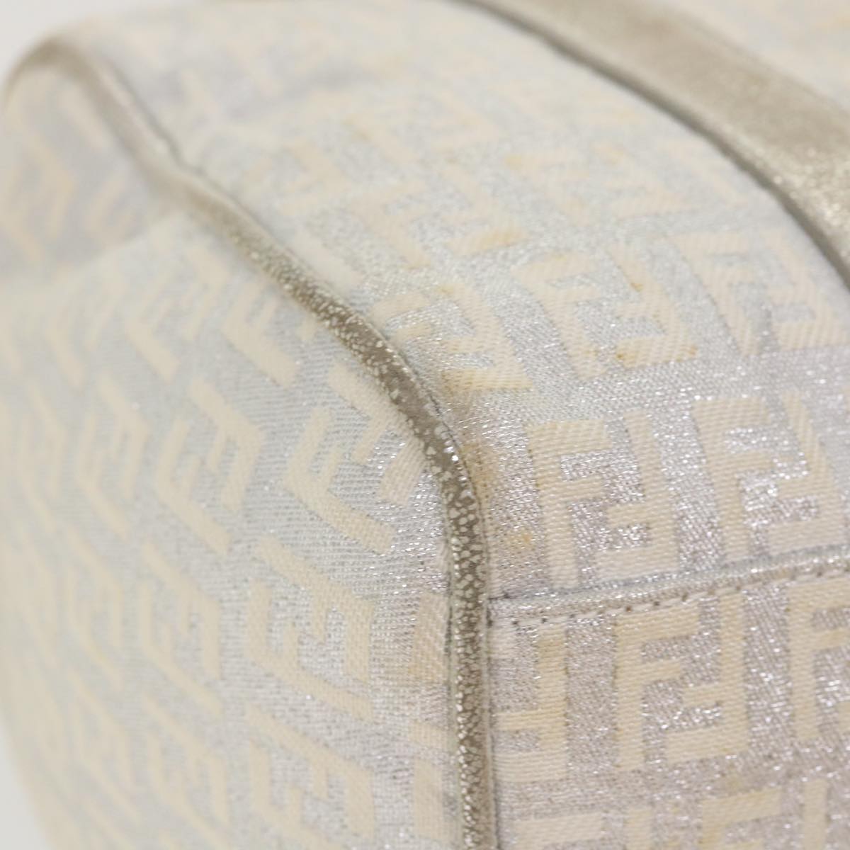 FENDI Zucchino Canvas Hand Bag Silver  40060