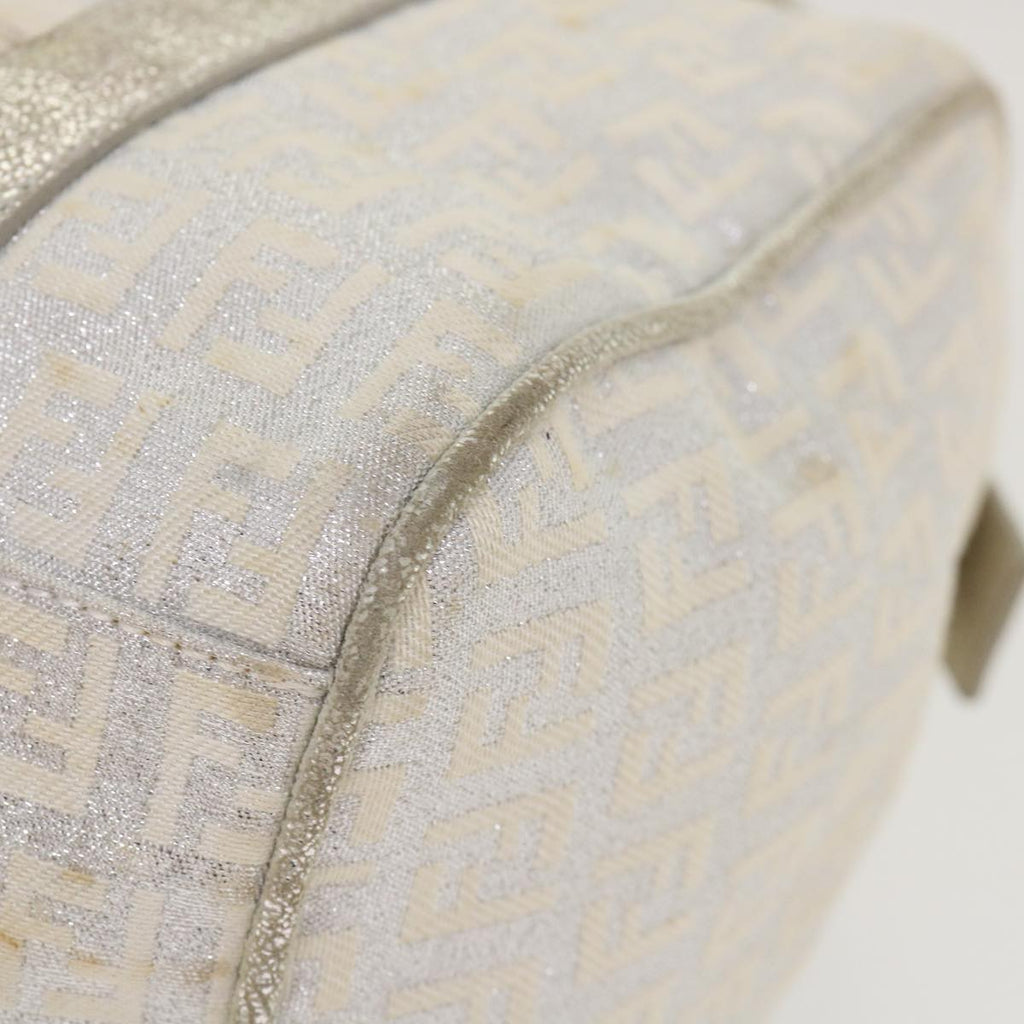 FENDI Zucchino Canvas Hand Bag Silver  40060