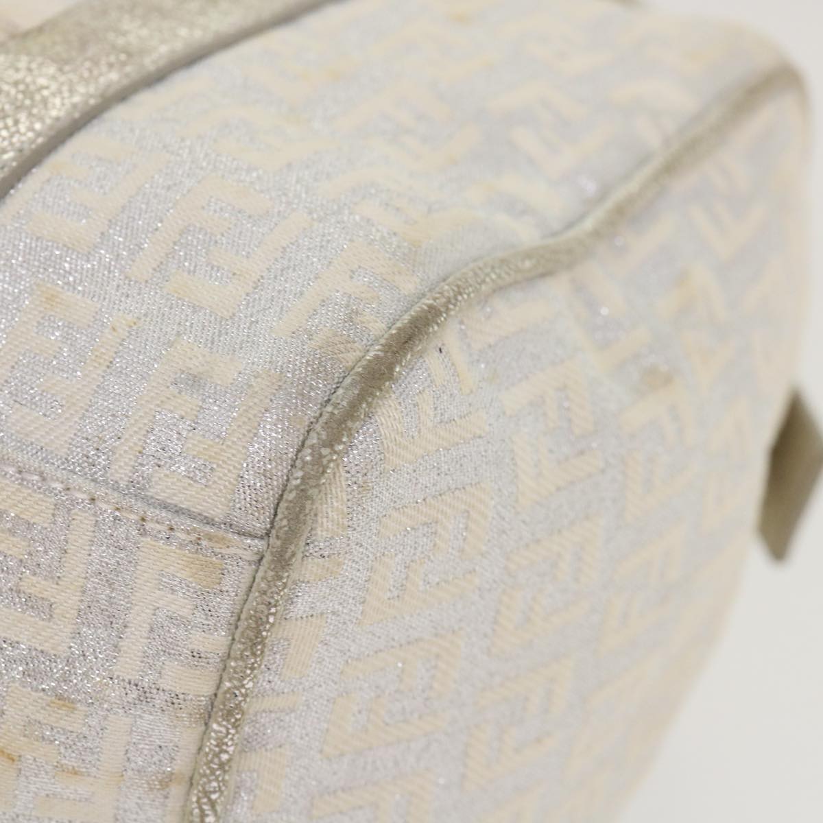 FENDI Zucchino Canvas Hand Bag Silver  40060