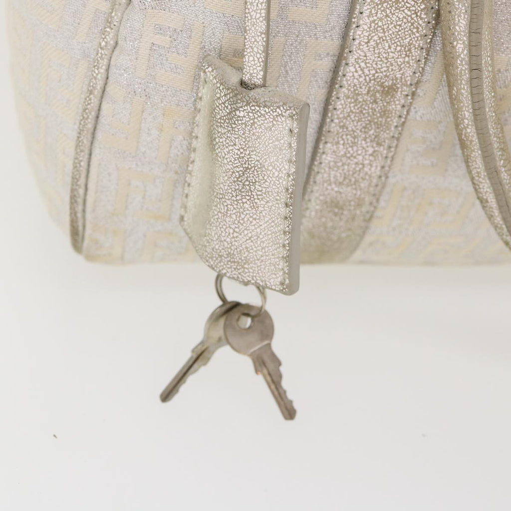 FENDI Zucchino Canvas Hand Bag Silver  40060