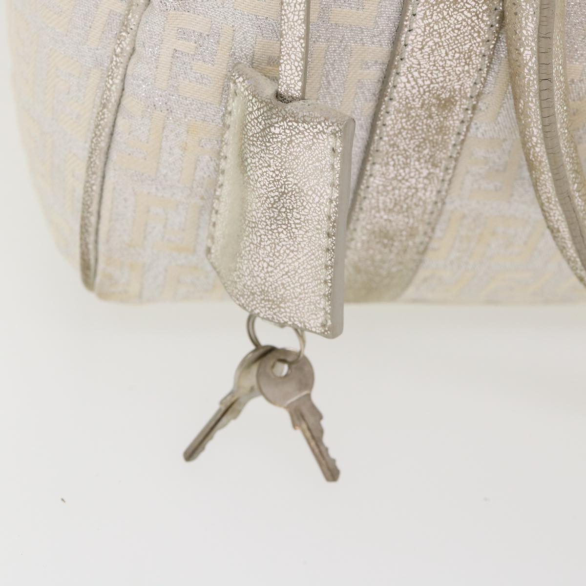 FENDI Zucchino Canvas Hand Bag Silver  40060