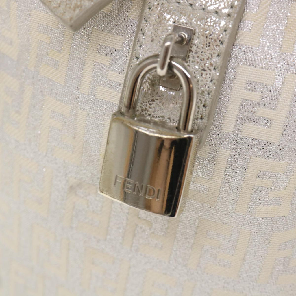 FENDI Zucchino Canvas Hand Bag Silver  40060