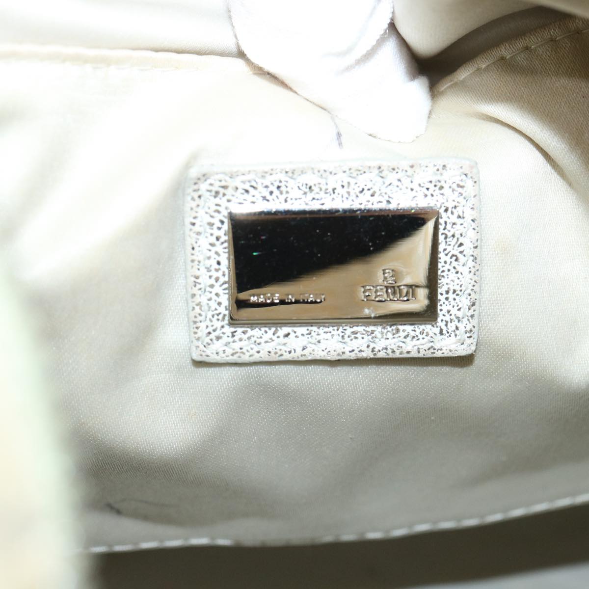 FENDI Zucchino Canvas Hand Bag Silver  40060