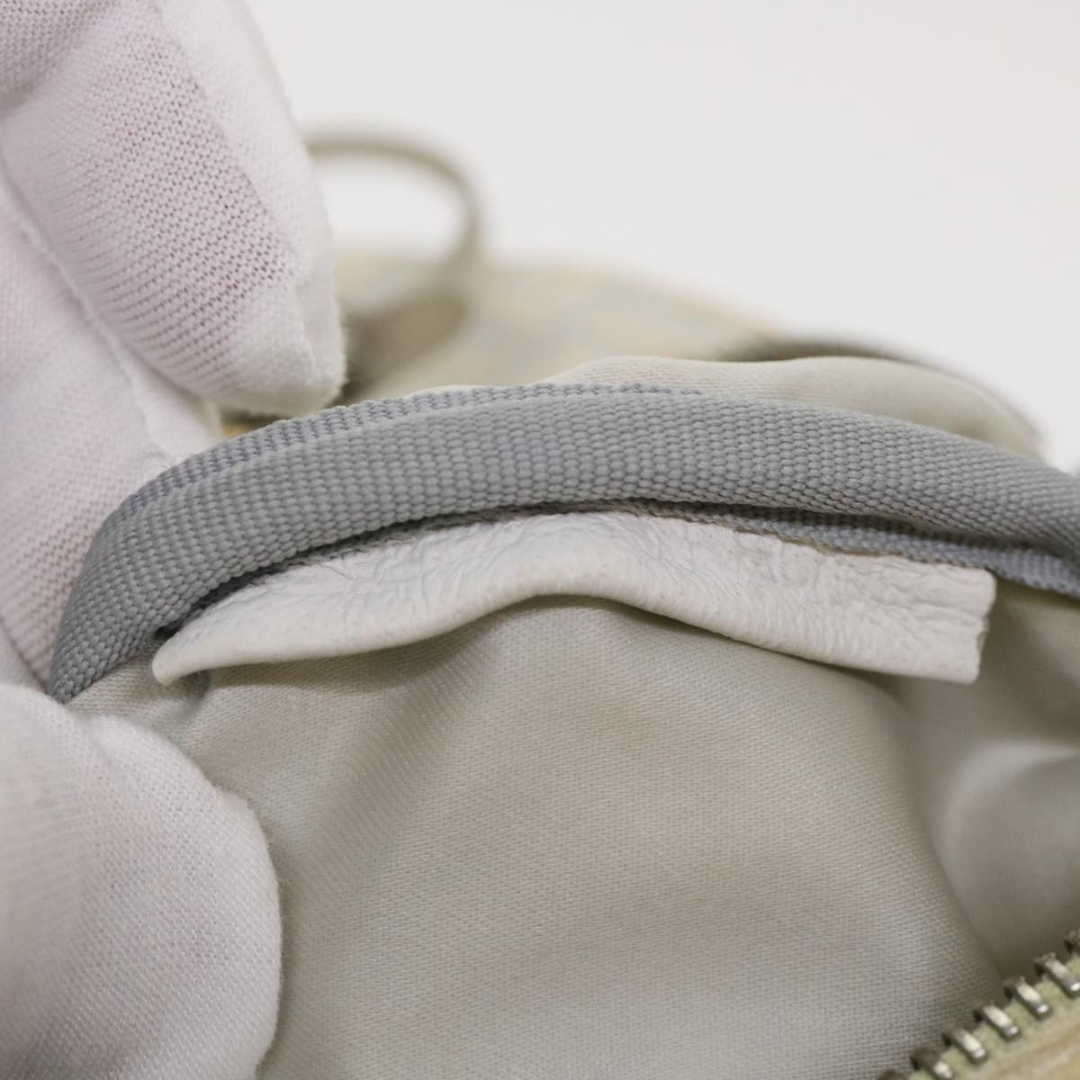 FENDI Zucchino Canvas Hand Bag Silver  40060