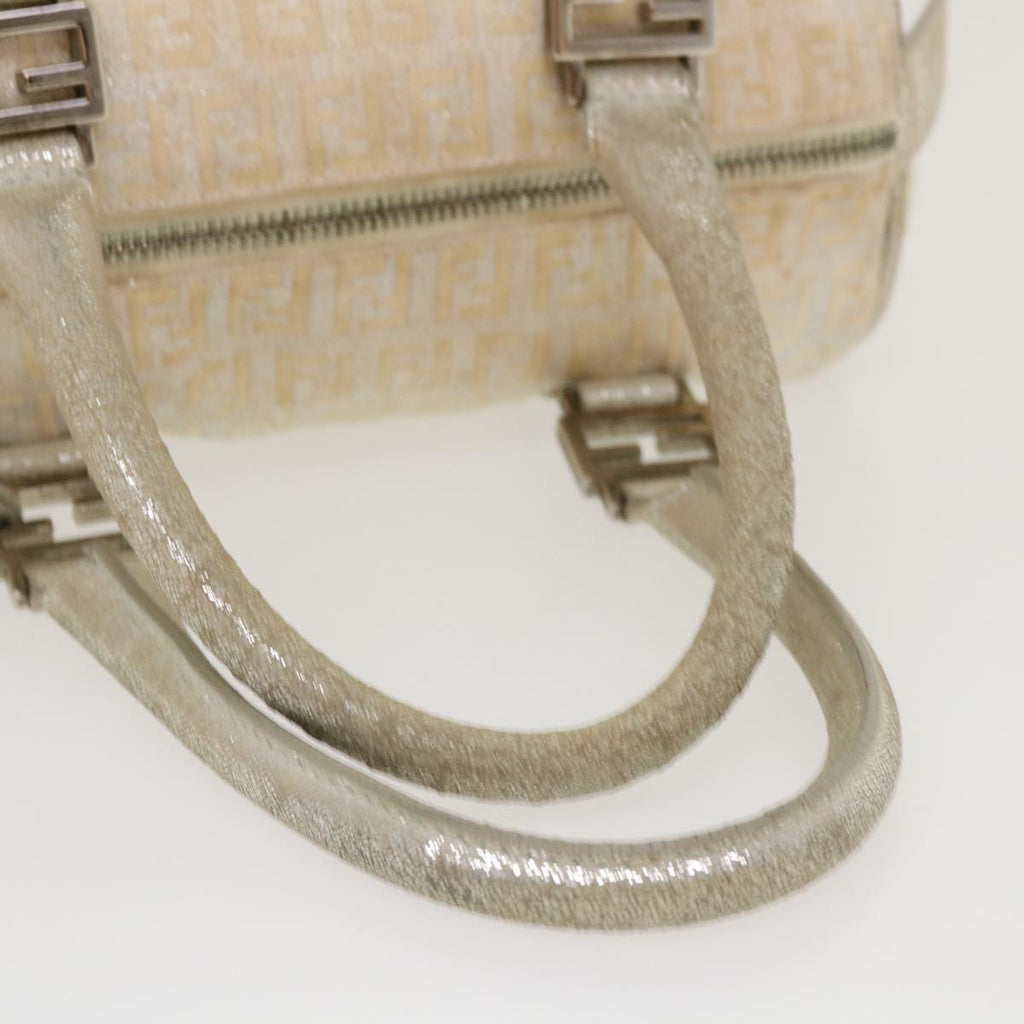 FENDI Zucchino Canvas Hand Bag Silver  40060