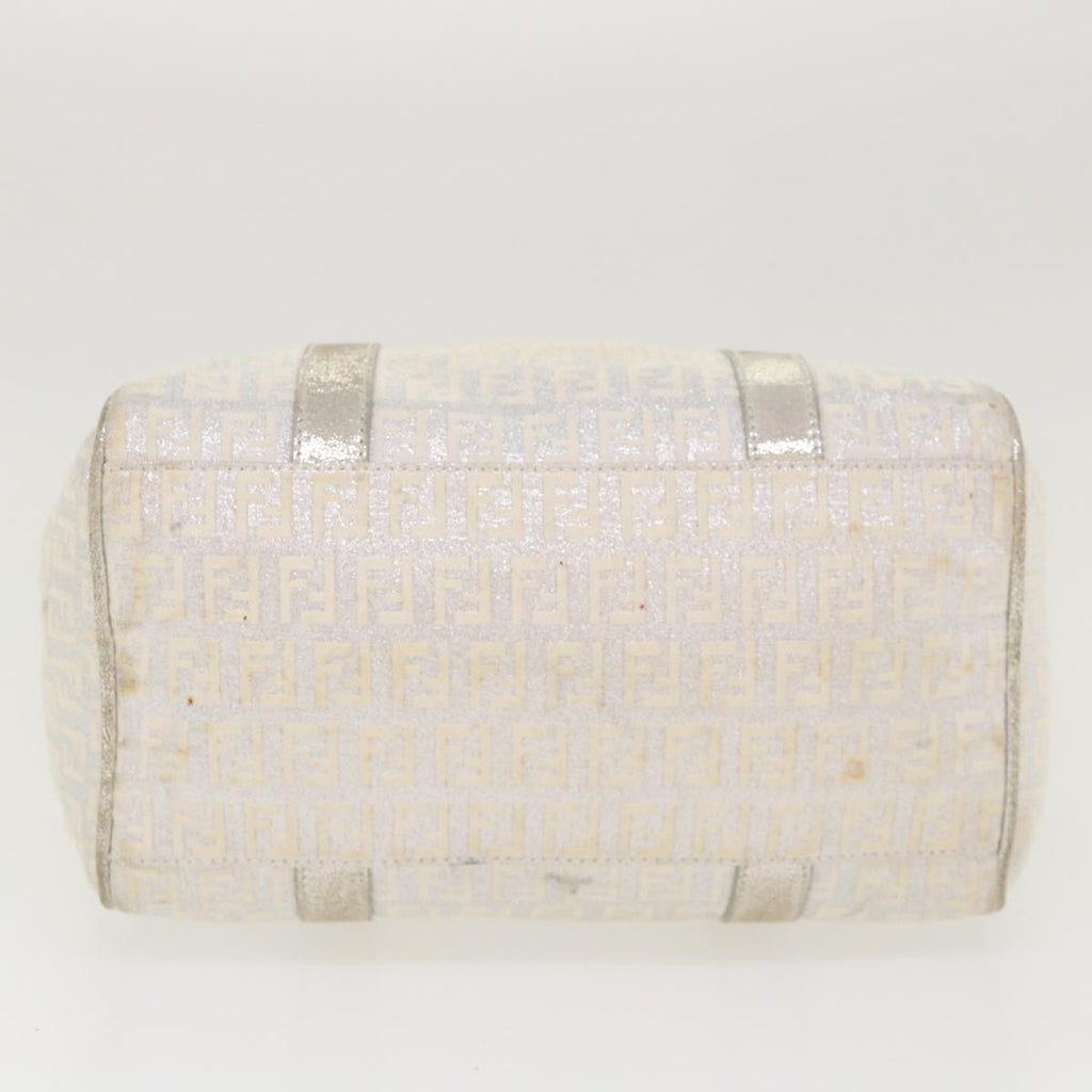FENDI Zucchino Canvas Hand Bag Silver  40060