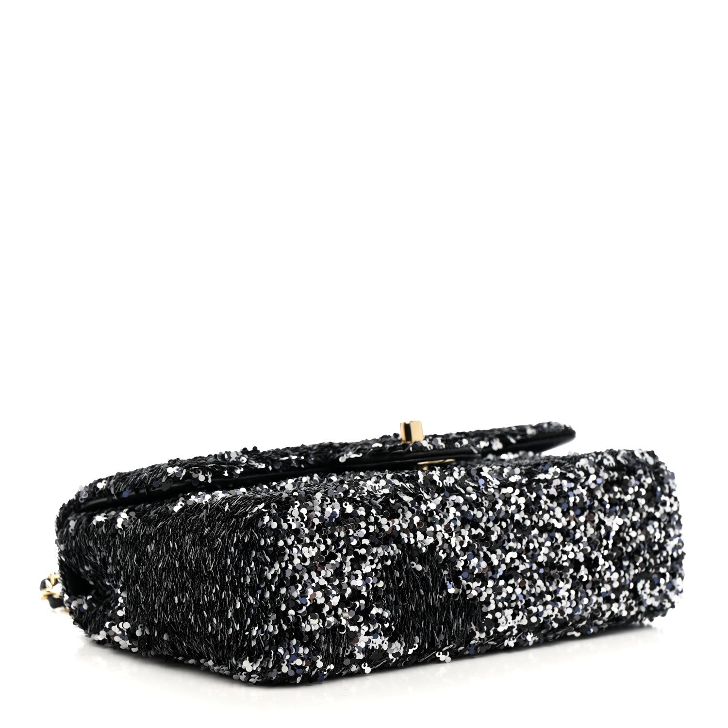 Chanel Sequin Quilted Small Single Flap Black White Grey