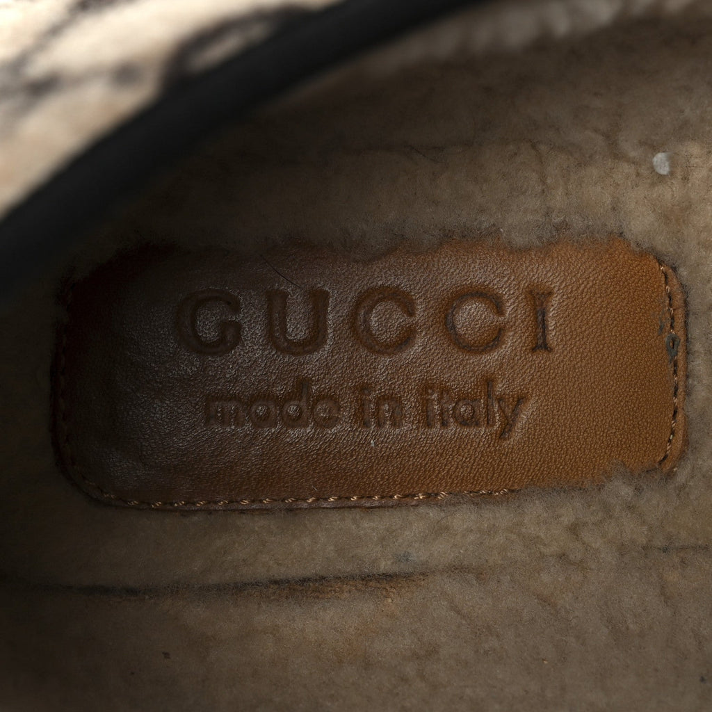 Gucci Covered Wool GG Monogram Mens Fria Horsebit Loafers 9 Beige Ebony Black Butterscotch