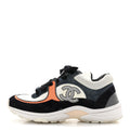 Nylon Calfskin Suede CC Womens Sneakers 35.5 Navy White Orange