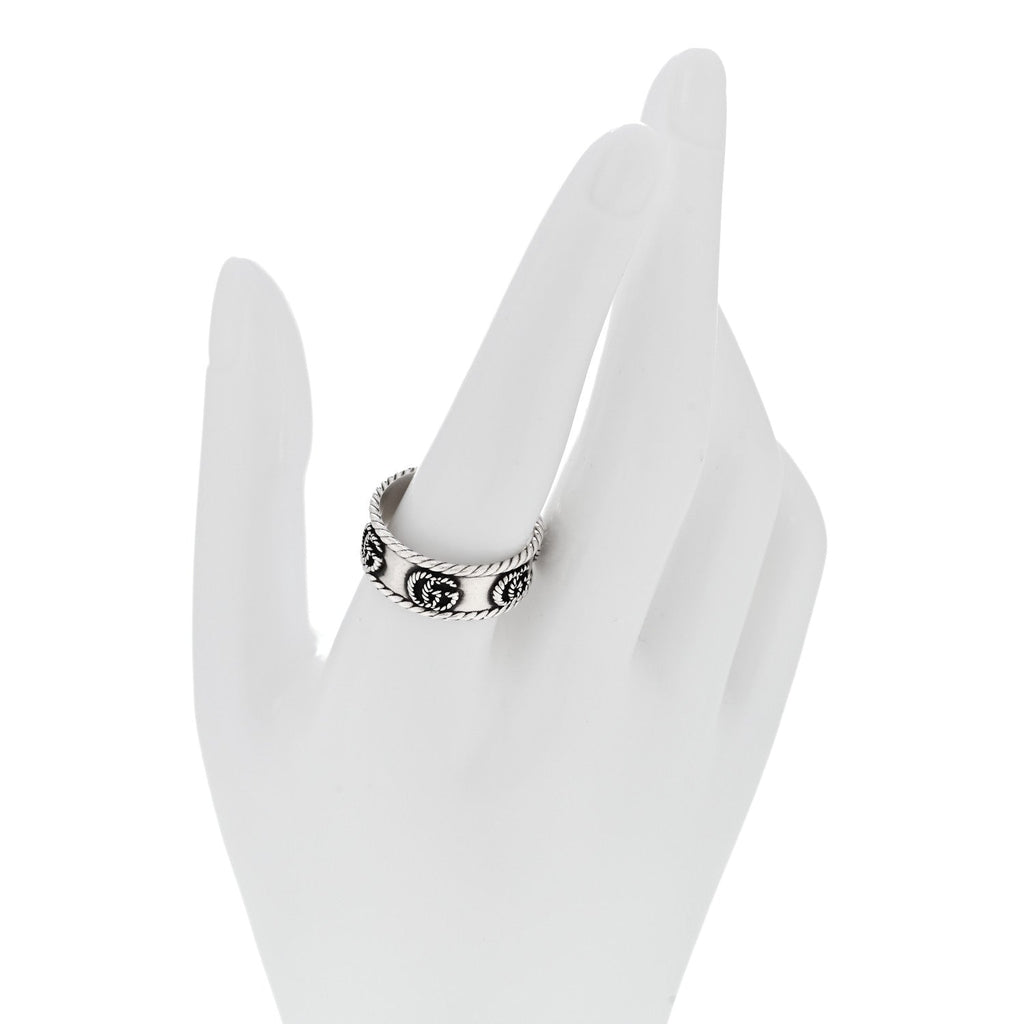 Gucci Sterling Silver Torchon GG Marmont Ring 62 10